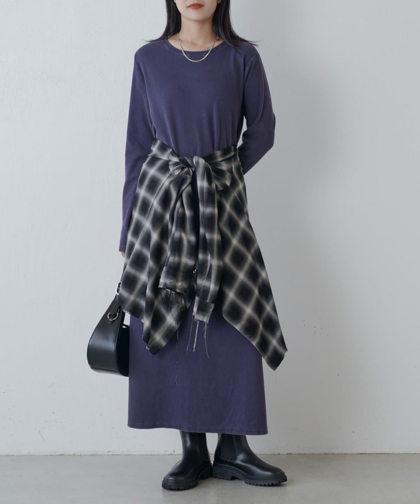 復古工藝後開叉羅紋連衣裙