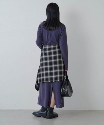 復古工藝後開叉羅紋連衣裙