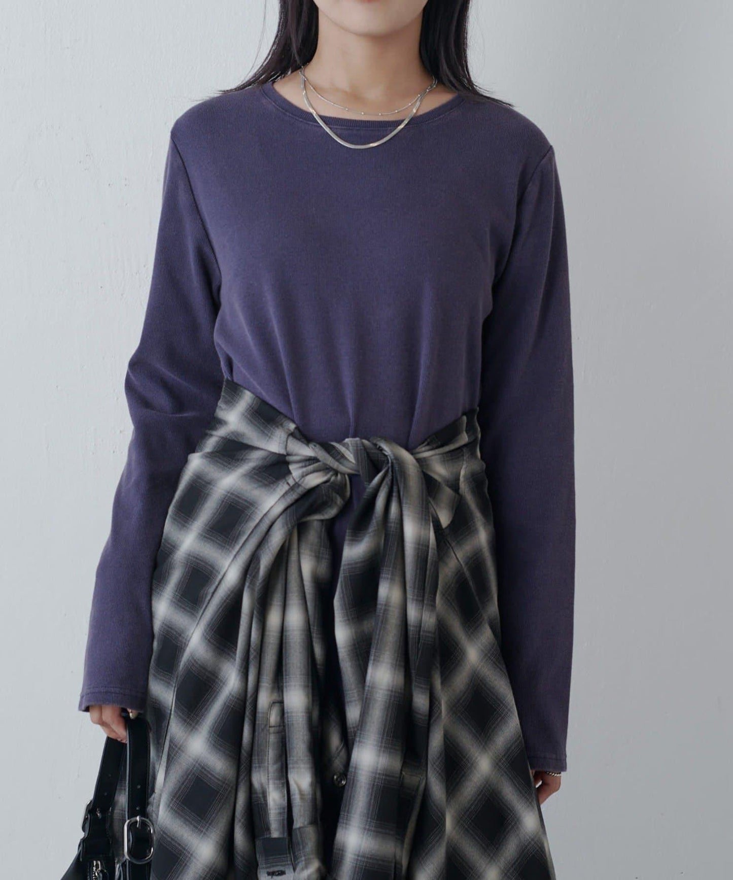 復古工藝後開叉羅紋連衣裙