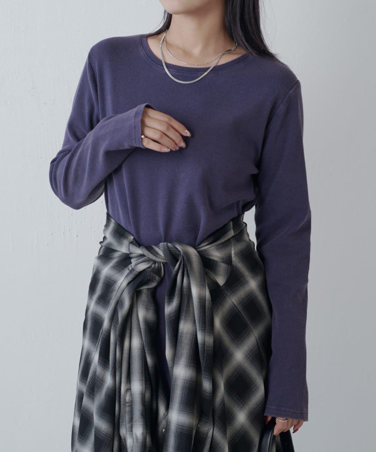 復古工藝後開叉羅紋連衣裙