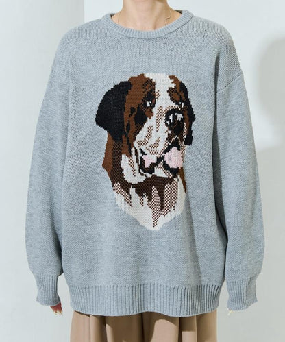 セントバーナード dog ジャガード ビッグ ニット プルオーバー【限定展開】