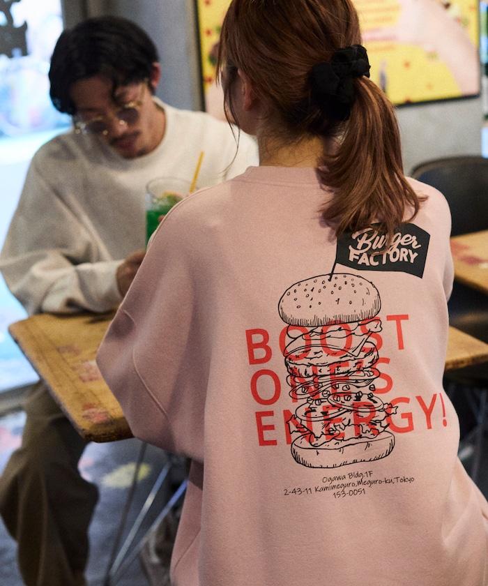 Burger Factory×FREAK'S STORE/ Burger Factory特別款寬鬆版型背部印花圓領衛衣