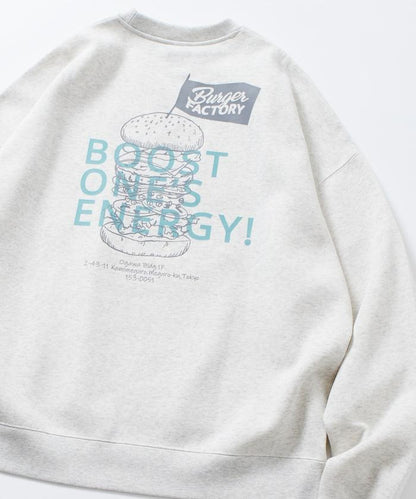 Burger Factory×FREAK'S STORE/ Burger Factory特別款寬鬆版型背部印花圓領衛衣
