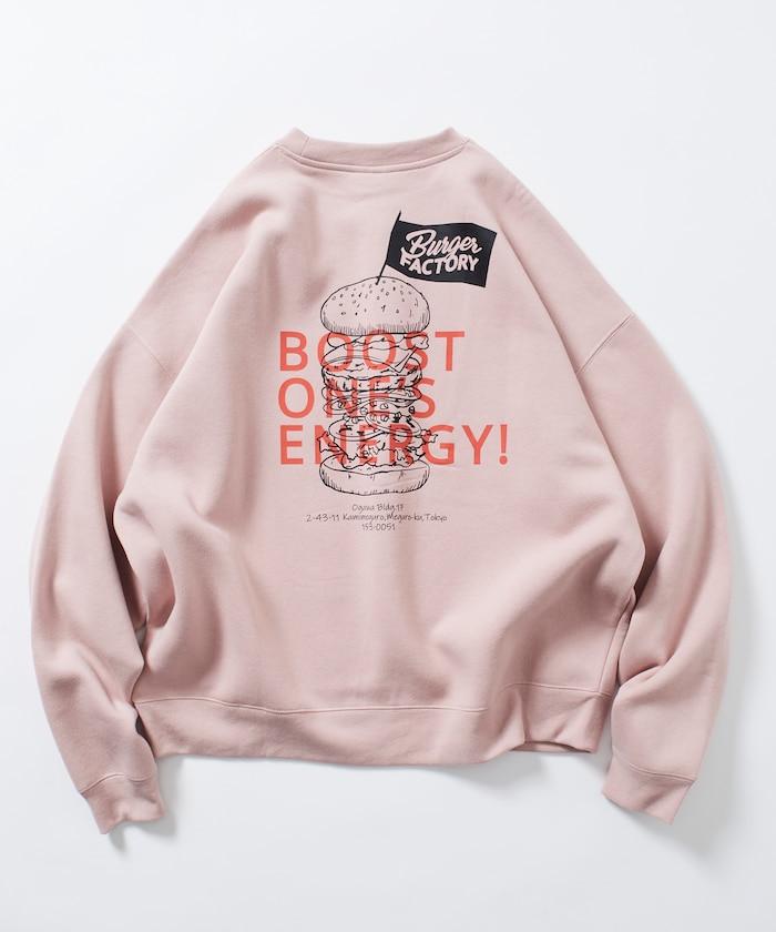 Burger Factory×FREAK'S STORE/ Burger Factory特別款寬鬆版型背部印花圓領衛衣