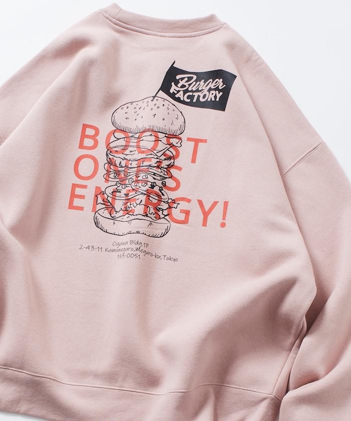 Burger Factory×FREAK'S STORE/ Burger Factory特別款寬鬆版型背部印花圓領衛衣