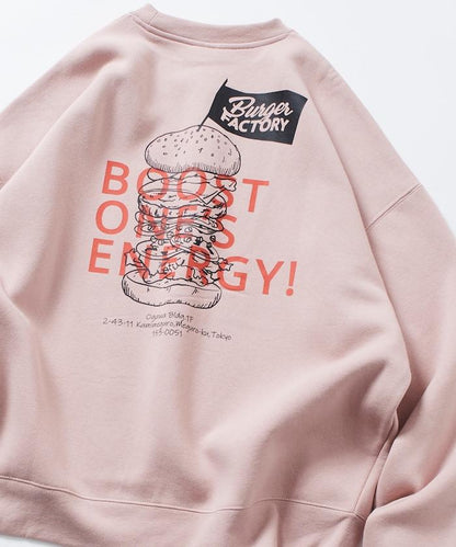 Burger Factory×FREAK'S STORE/ Burger Factory特別款寬鬆版型背部印花圓領衛衣