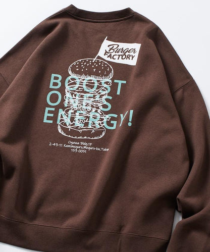 Burger Factory×FREAK'S STORE/ Burger Factory特別款寬鬆版型背部印花圓領衛衣