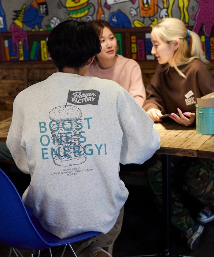 Burger Factory×FREAK'S STORE/ Burger Factory特別款寬鬆版型背部印花圓領衛衣