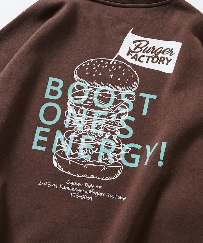 Burger Factory×FREAK'S STORE/ Burger Factory特別款寬鬆版型背部印花圓領衛衣