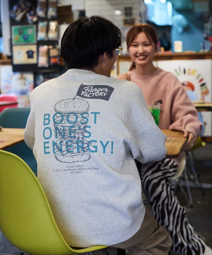Burger Factory×FREAK'S STORE/ Burger Factory特別款寬鬆版型背部印花圓領衛衣