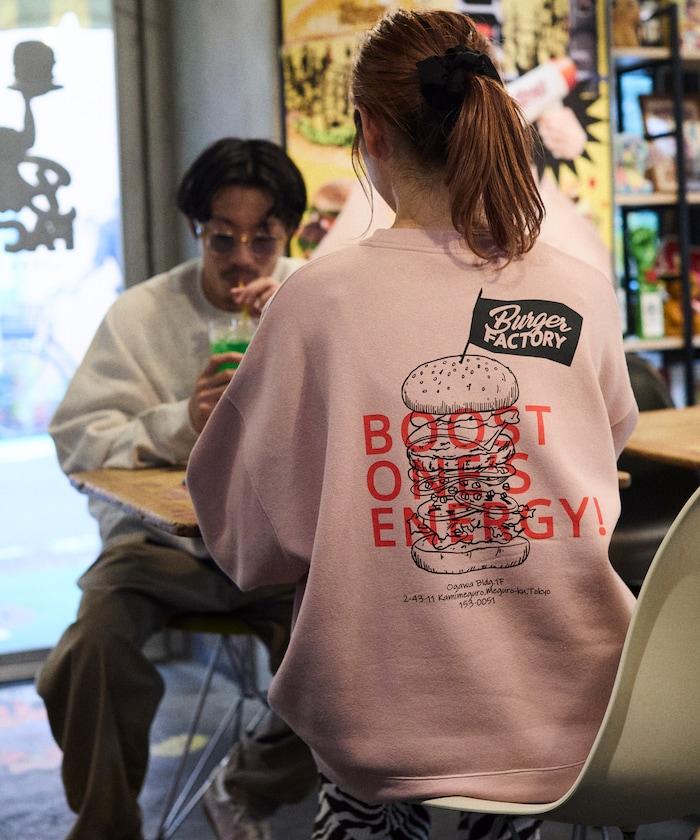 Burger Factory×FREAK'S STORE/ Burger Factory特別款寬鬆版型背部印花圓領衛衣