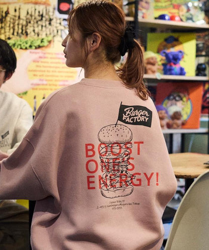 Burger Factory×FREAK'S STORE/ Burger Factory特別款寬鬆版型背部印花圓領衛衣