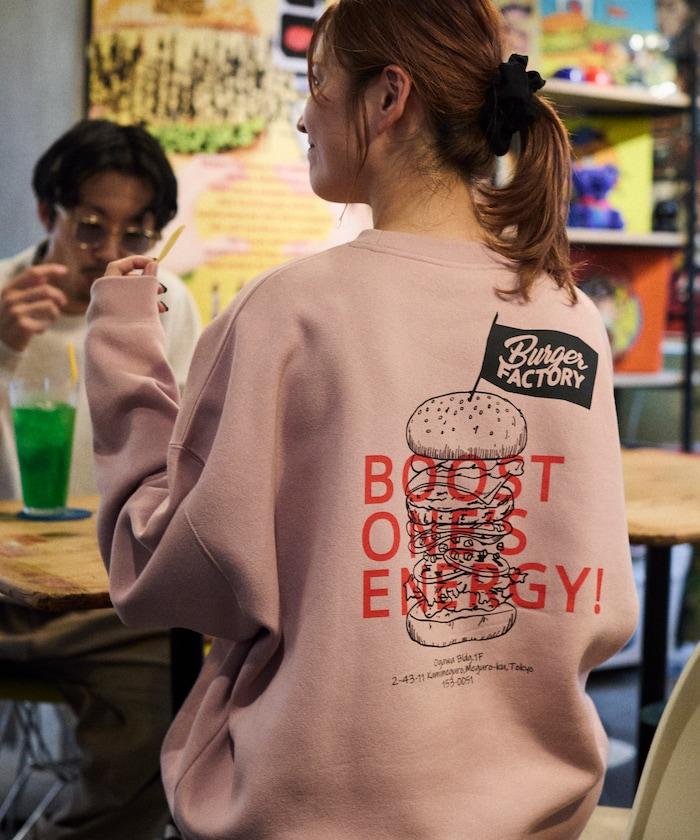 Burger Factory×FREAK'S STORE/ Burger Factory特別款寬鬆版型背部印花圓領衛衣