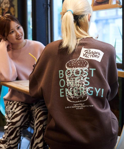 Burger Factory×FREAK'S STORE/ Burger Factory特別款寬鬆版型背部印花圓領衛衣