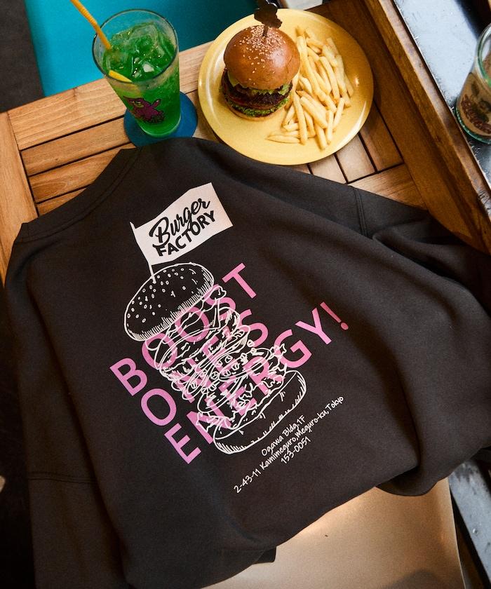 Burger Factory×FREAK'S STORE/ Burger Factory特別款寬鬆版型背部印花圓領衛衣