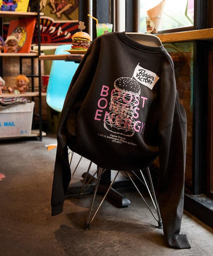 Burger Factory×FREAK'S STORE/ Burger Factory特別款寬鬆版型背部印花圓領衛衣