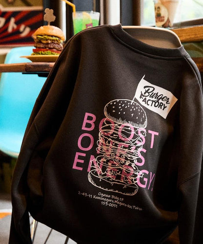 Burger Factory×FREAK'S STORE/ Burger Factory特別款寬鬆版型背部印花圓領衛衣