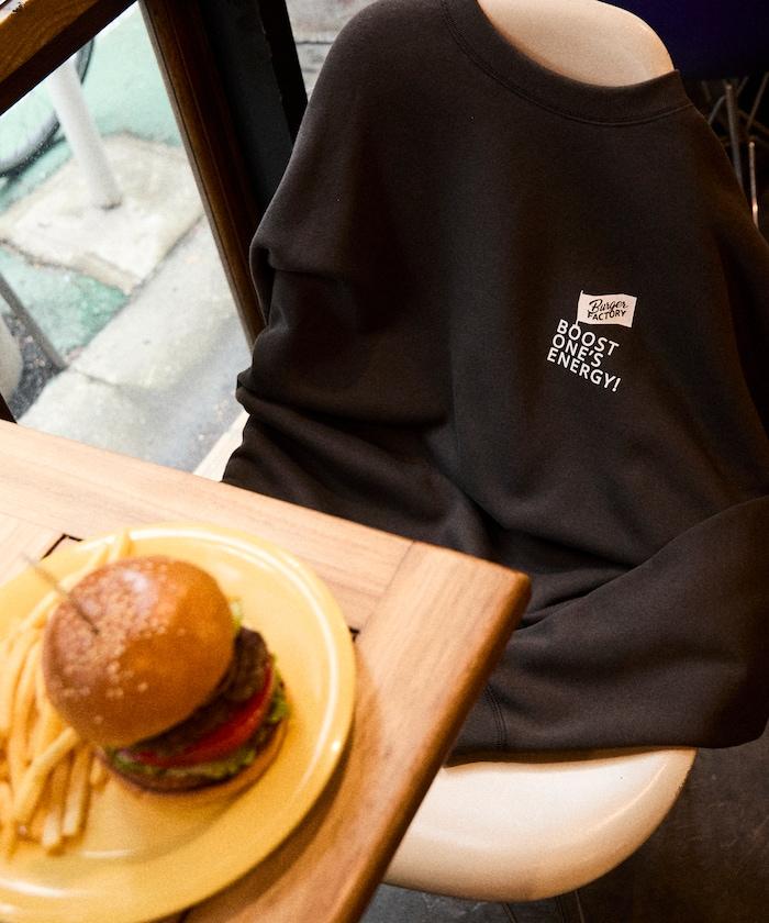 Burger Factory×FREAK'S STORE/ Burger Factory特別款寬鬆版型背部印花圓領衛衣
