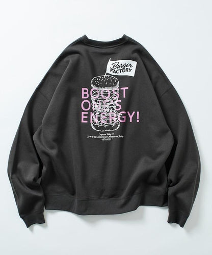 Burger Factory×FREAK'S STORE/ Burger Factory特別款寬鬆版型背部印花圓領衛衣