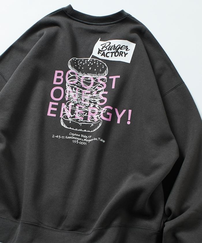 Burger Factory×FREAK'S STORE/ Burger Factory特別款寬鬆版型背部印花圓領衛衣