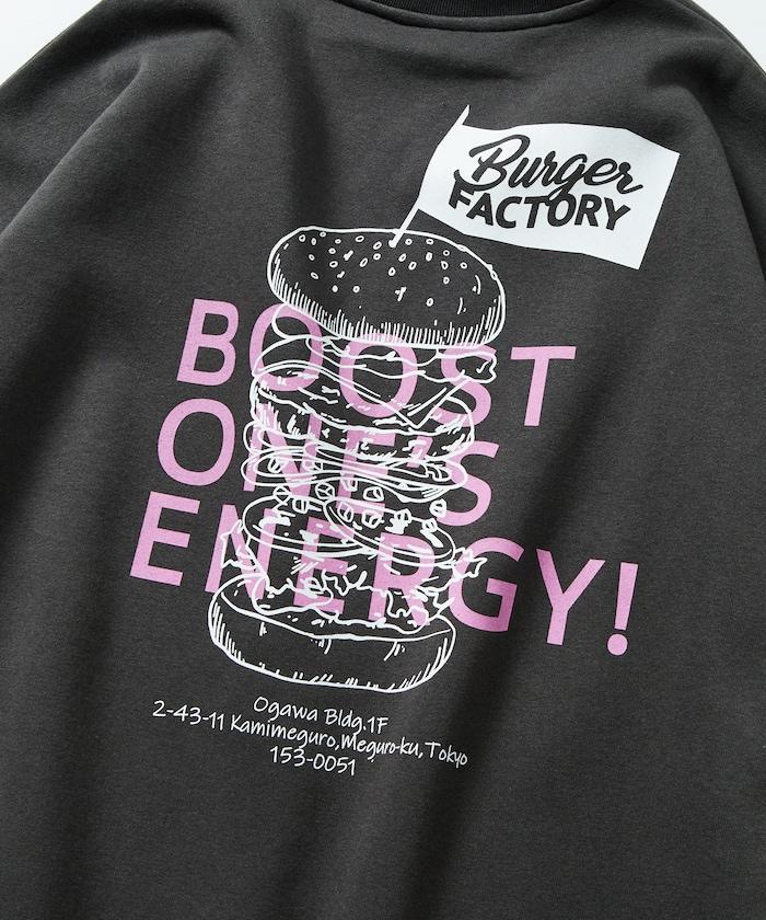 Burger Factory×FREAK'S STORE/ Burger Factory特別款寬鬆版型背部印花圓領衛衣