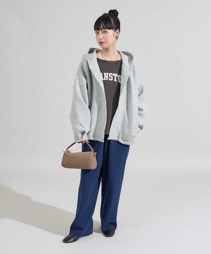 卡其色按扣連帽衛衣