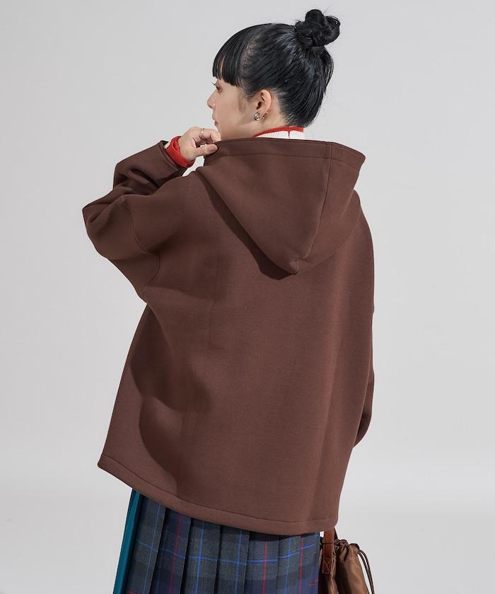卡其色按扣連帽衛衣
