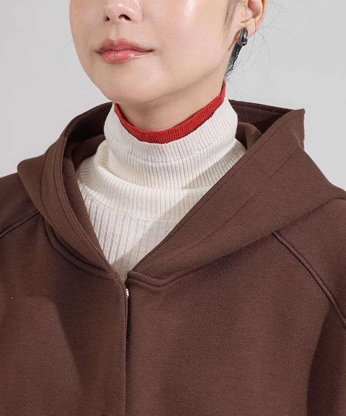 卡其色按扣連帽衛衣