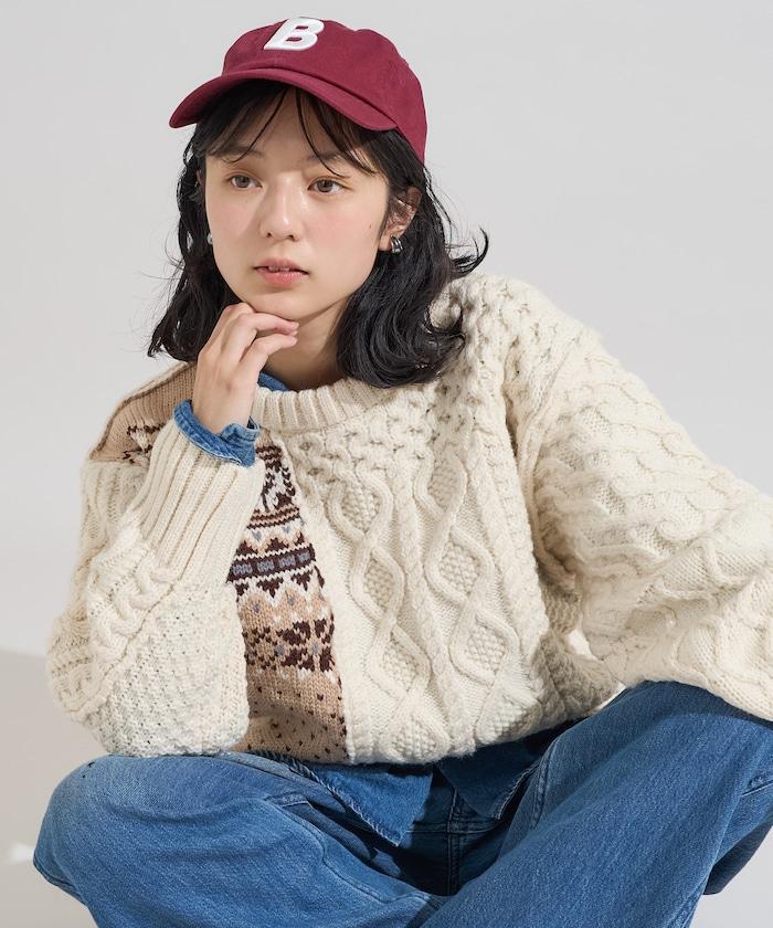 麻花×北歐拼接針織套頭衫