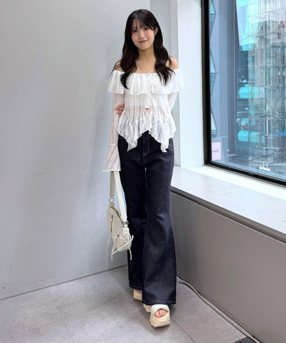 【mystic】[mline]層疊一字肩襯衫