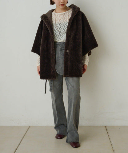 【Omekashi】短款仿毛絨斗篷