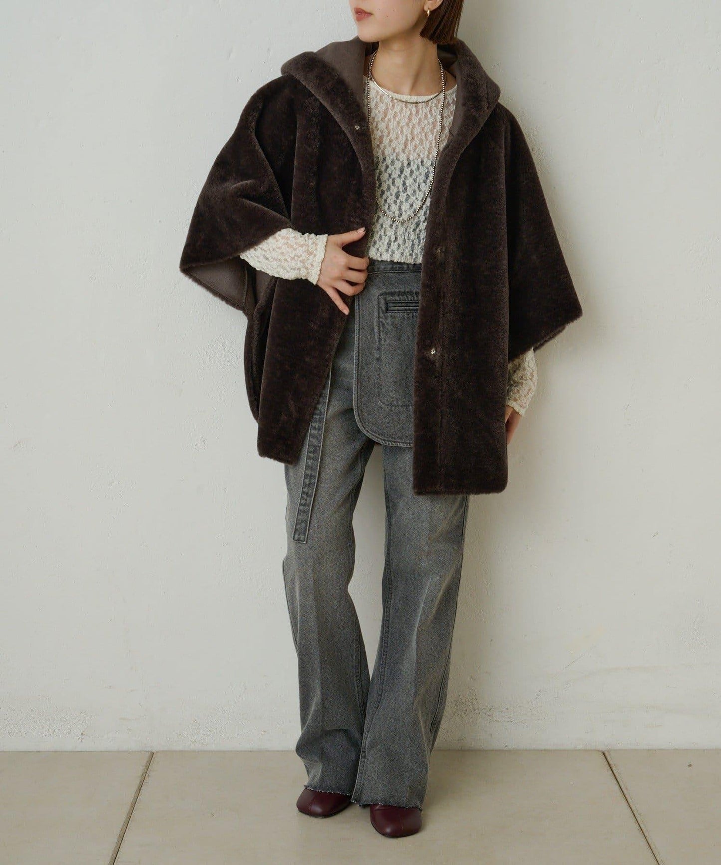 【Omekashi】短款仿毛絨斗篷