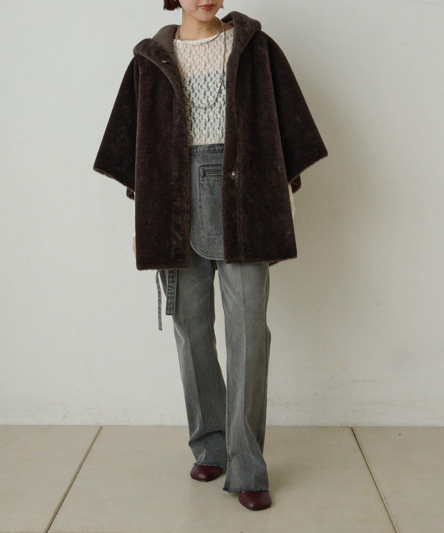 【Omekashi】短款仿毛絨斗篷