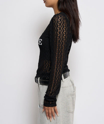 【WHO'S WHO gallery】蕾絲標誌長袖T恤