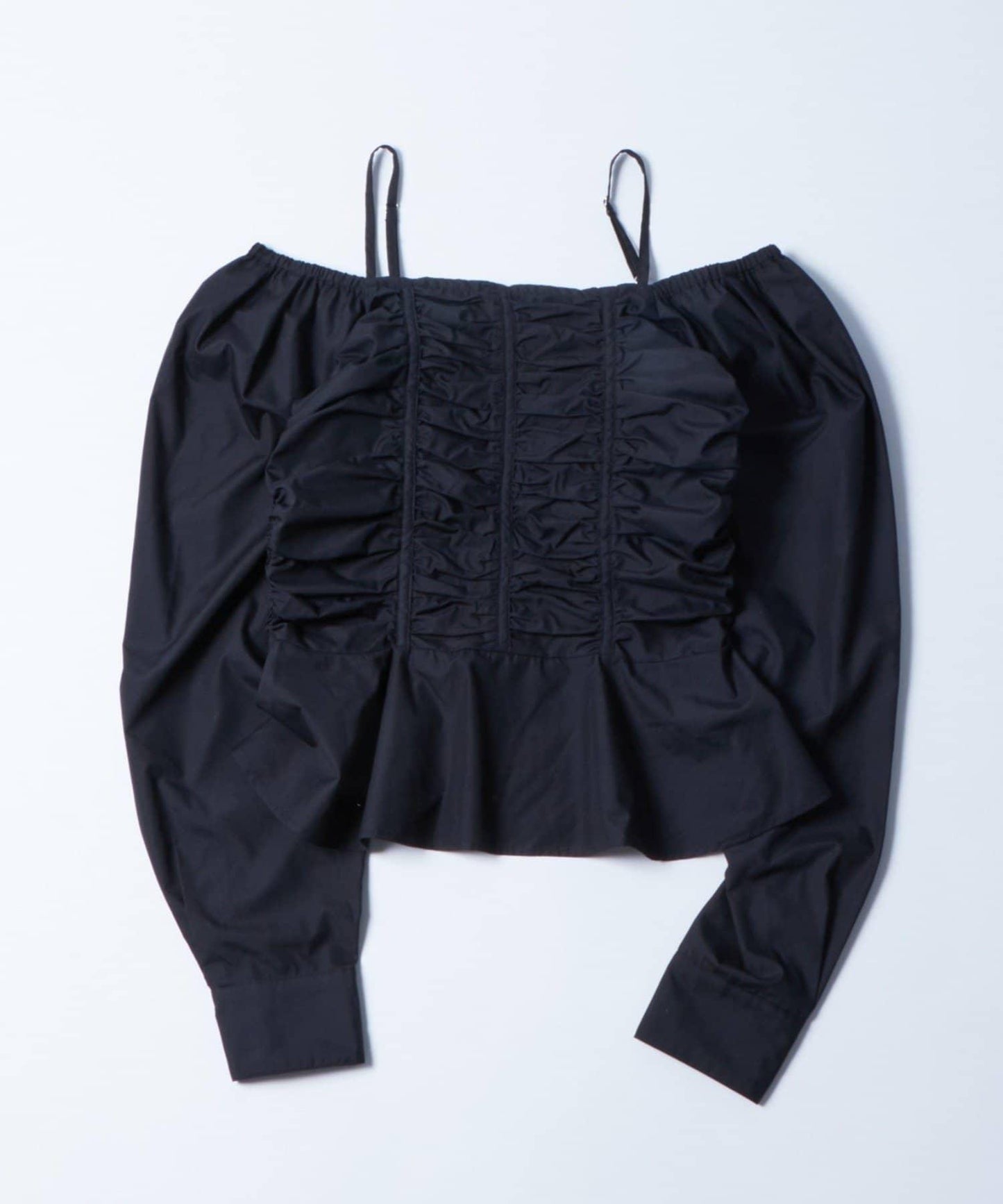 2WAY一字肩泡泡袖襯衫