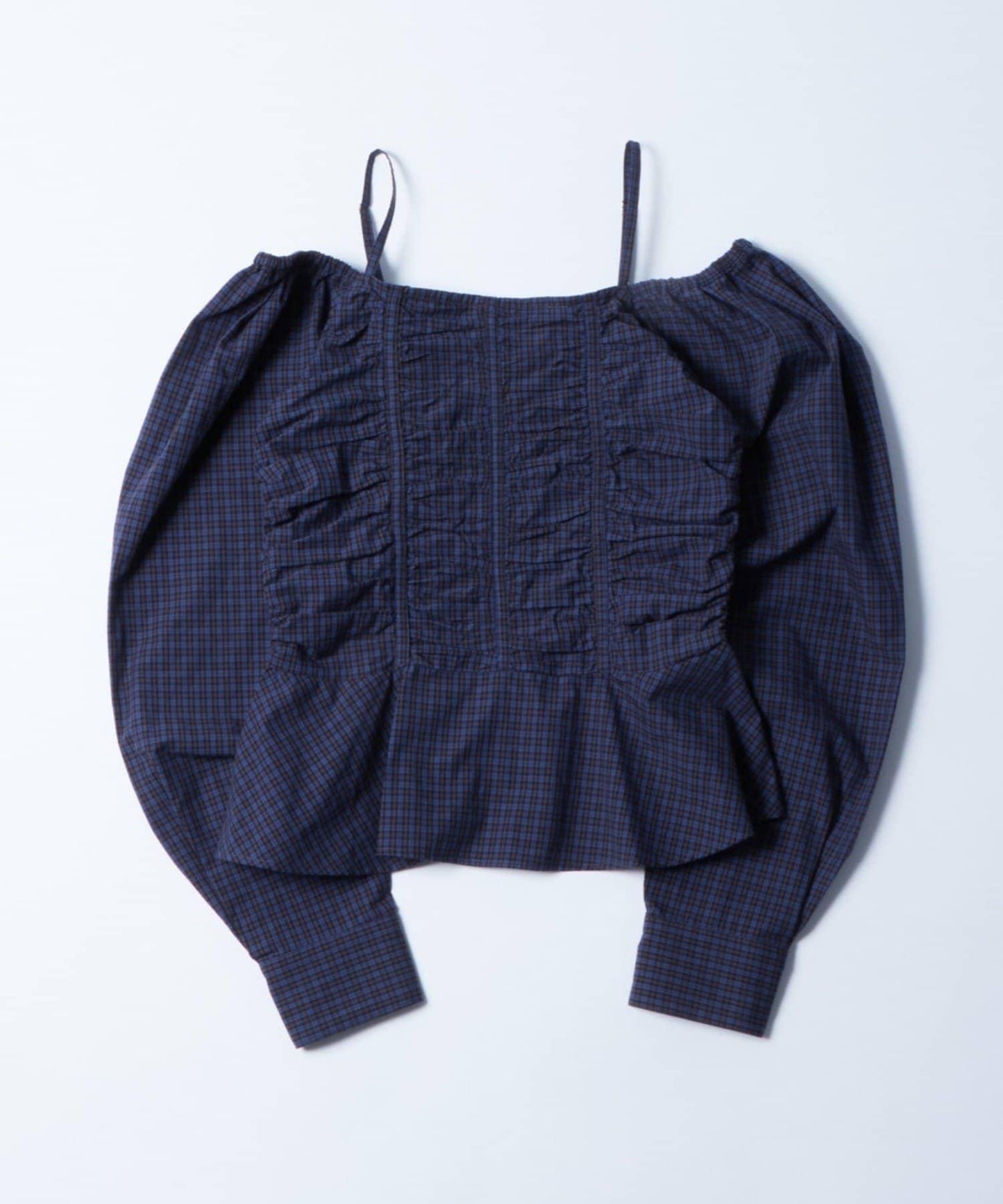 2WAY一字肩泡泡袖襯衫