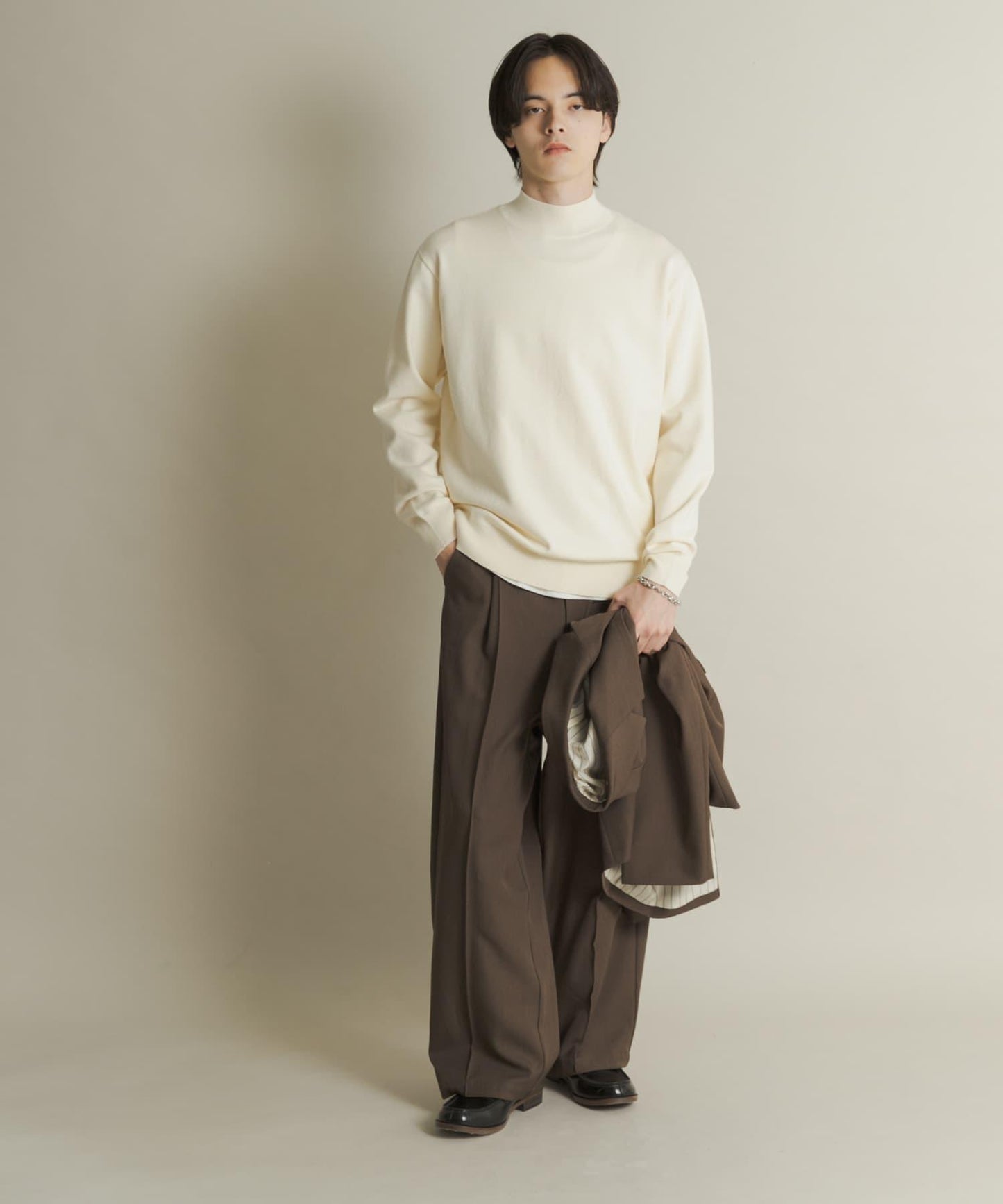 部分色 可水洗/防起球 彈力高領針織衫