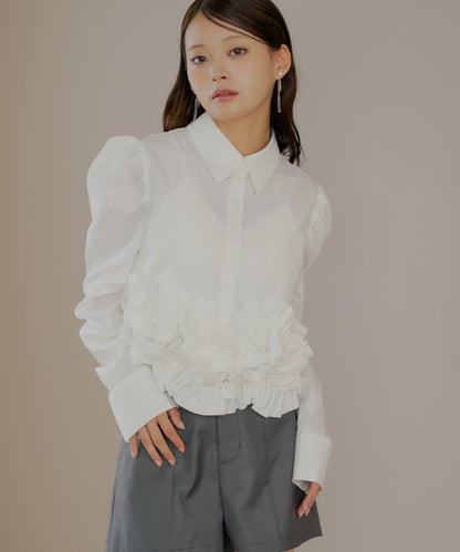 【SALON by Chico】下襬荷葉邊設計襯衫