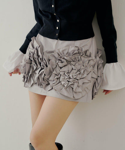 【Chico】荷葉邊設計蓬鬆迷你裙