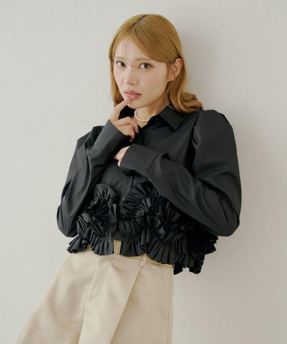 【SALON by Chico】下襬荷葉邊設計襯衫