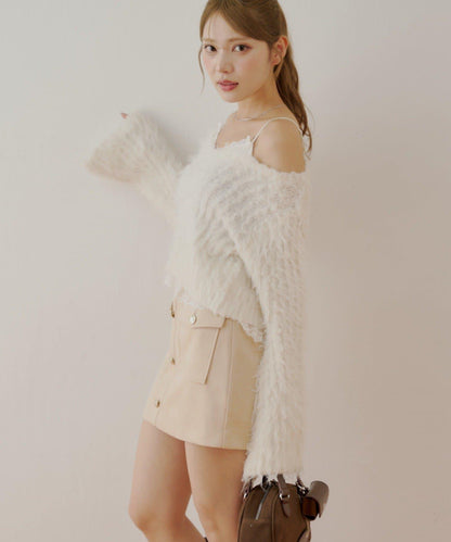 【Chico】前扣麂皮絨A字裙