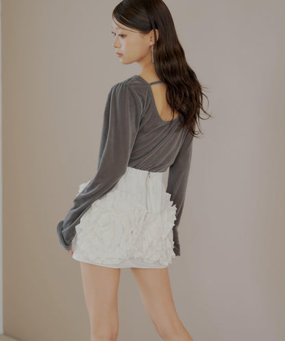 【Chico】荷葉邊設計蓬鬆迷你裙