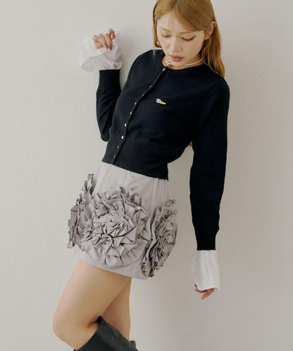 【Chico】荷葉邊設計蓬鬆迷你裙