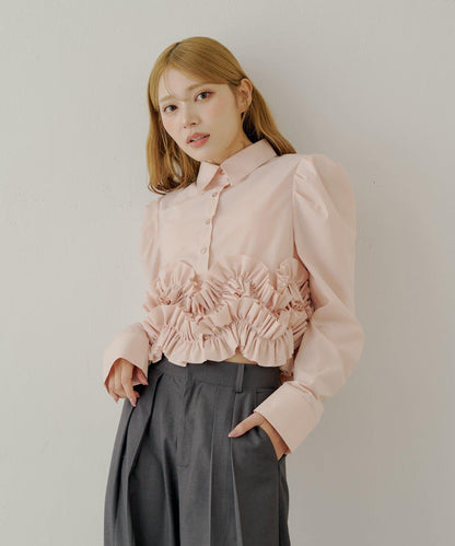 【SALON by Chico】下襬荷葉邊設計襯衫