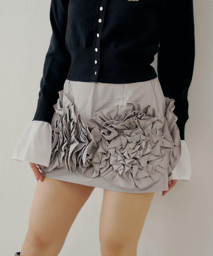 【Chico】荷葉邊設計蓬鬆迷你裙