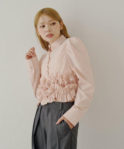 【SALON by Chico】下襬荷葉邊設計襯衫