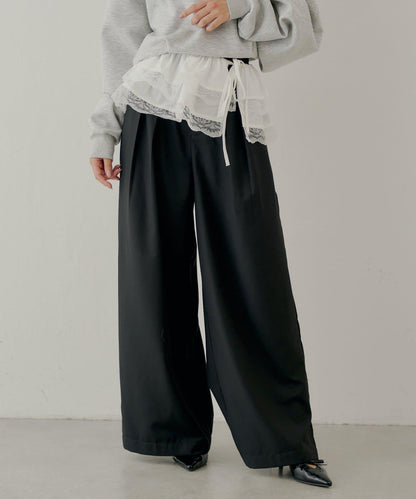 【SALON by Chico】可拆卸荷葉邊寬鬆休閒褲