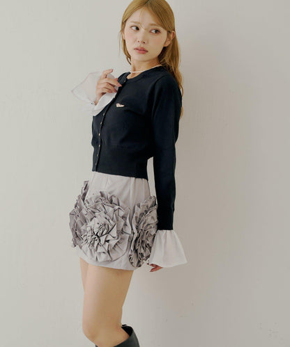 【Chico】荷葉邊設計蓬鬆迷你裙