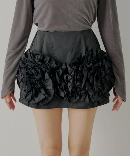 【Chico】荷葉邊設計蓬鬆迷你裙