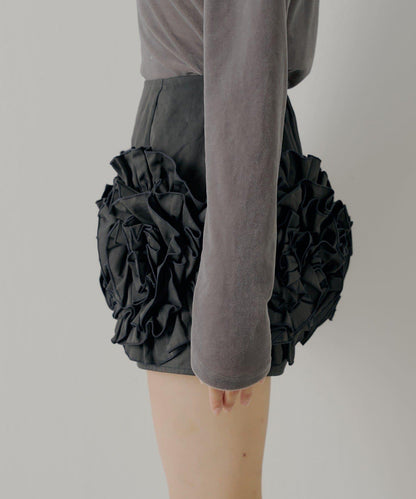 【Chico】荷葉邊設計蓬鬆迷你裙